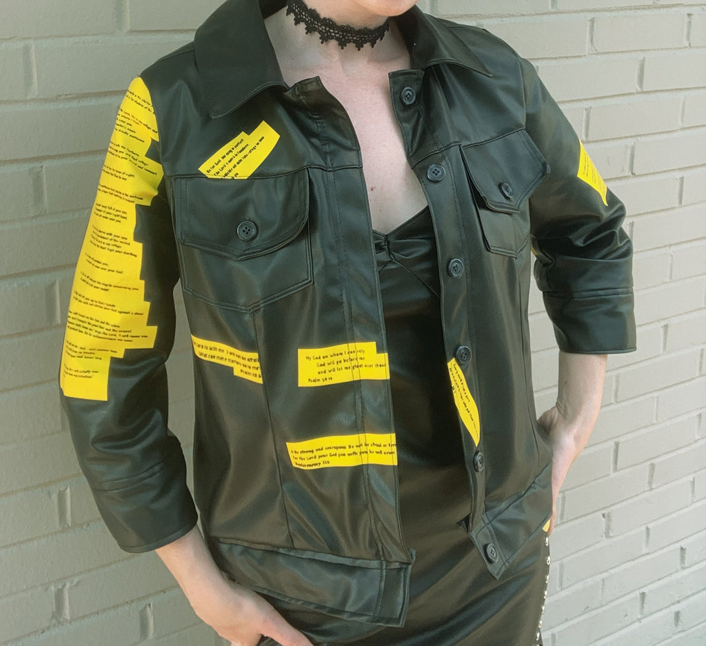 Bible Verses Faux Leather Jacket