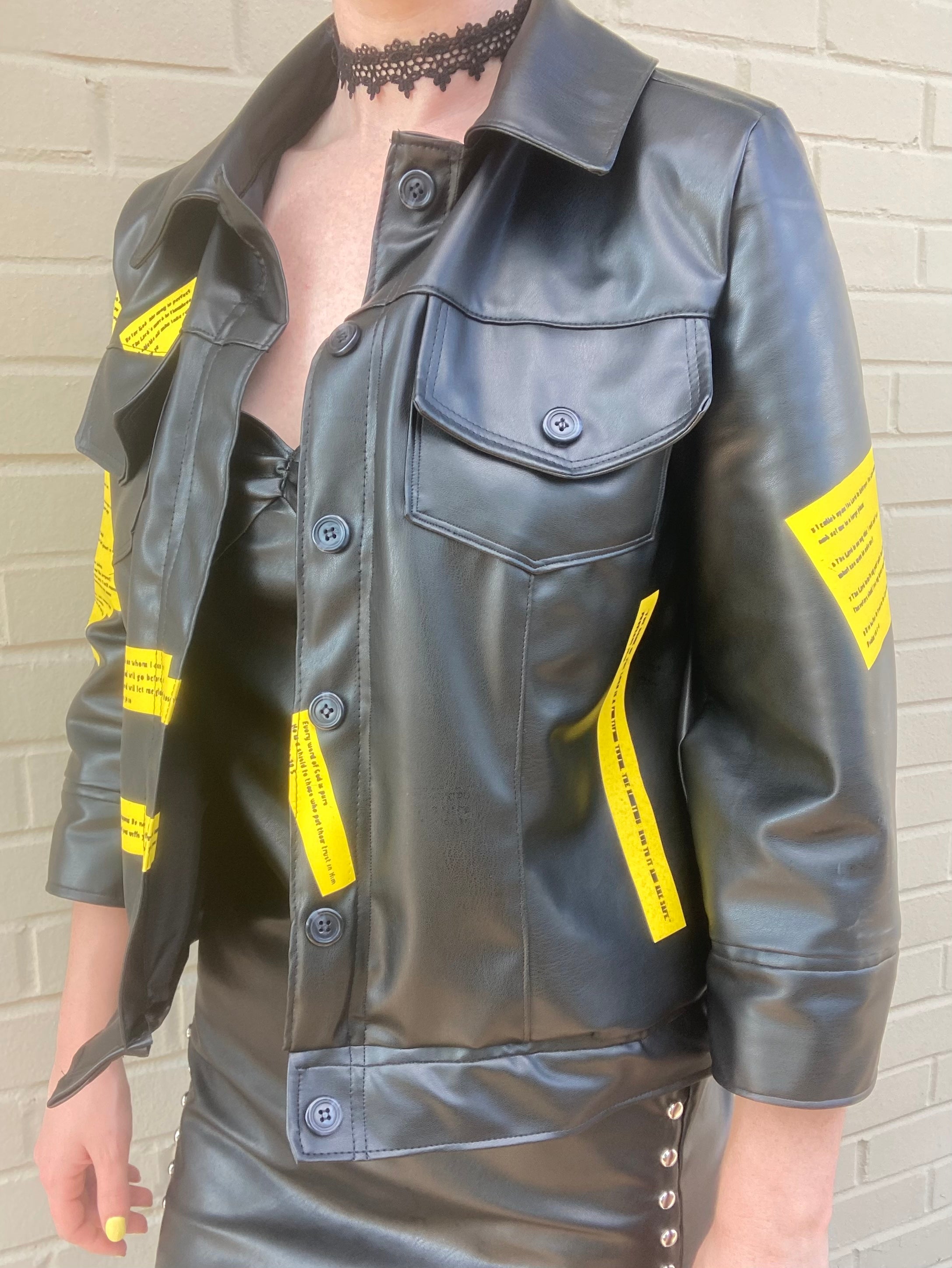 Bible Verses Faux Leather Jacket