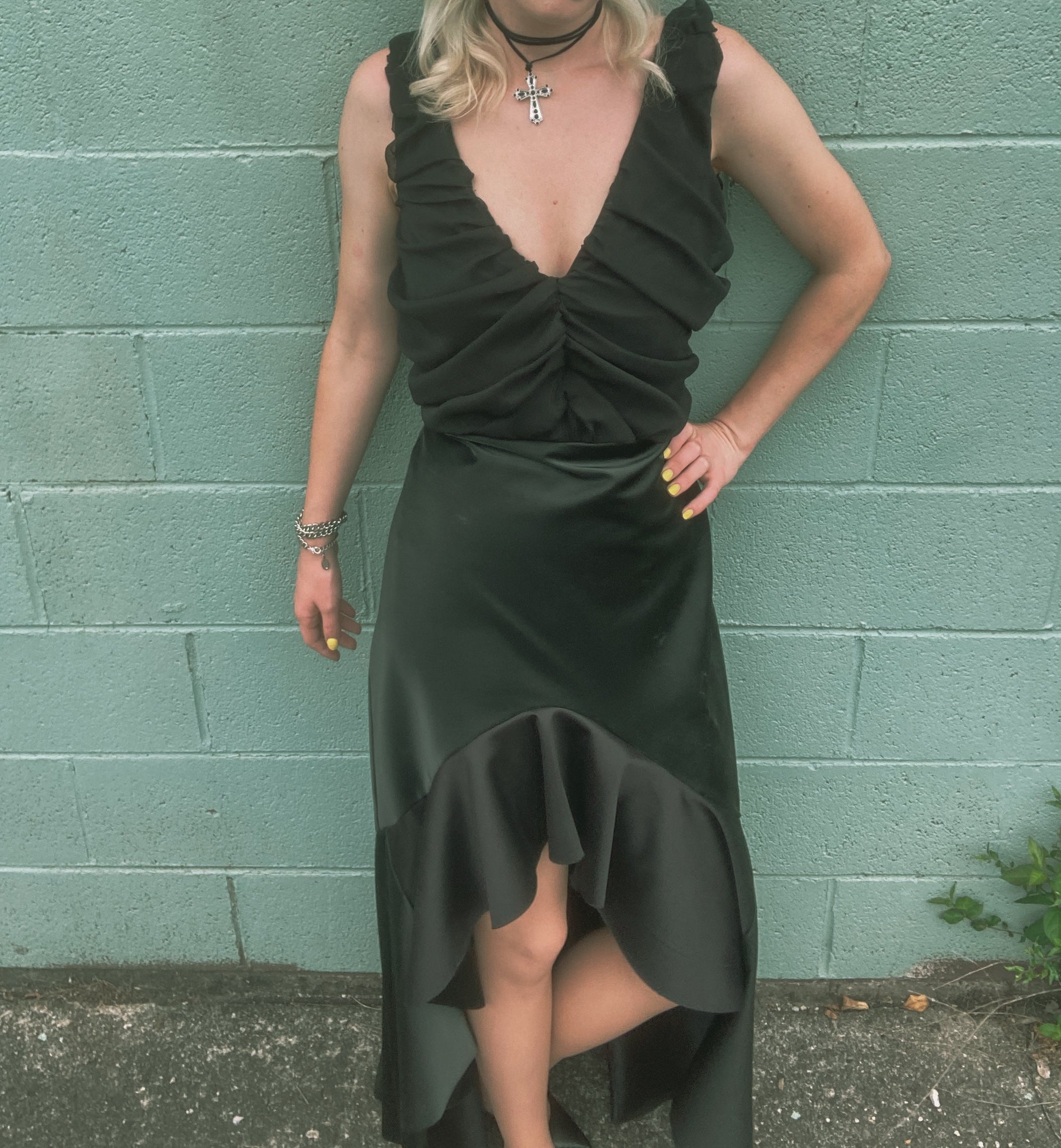 One-of-one Black Trumpet Evening Dress