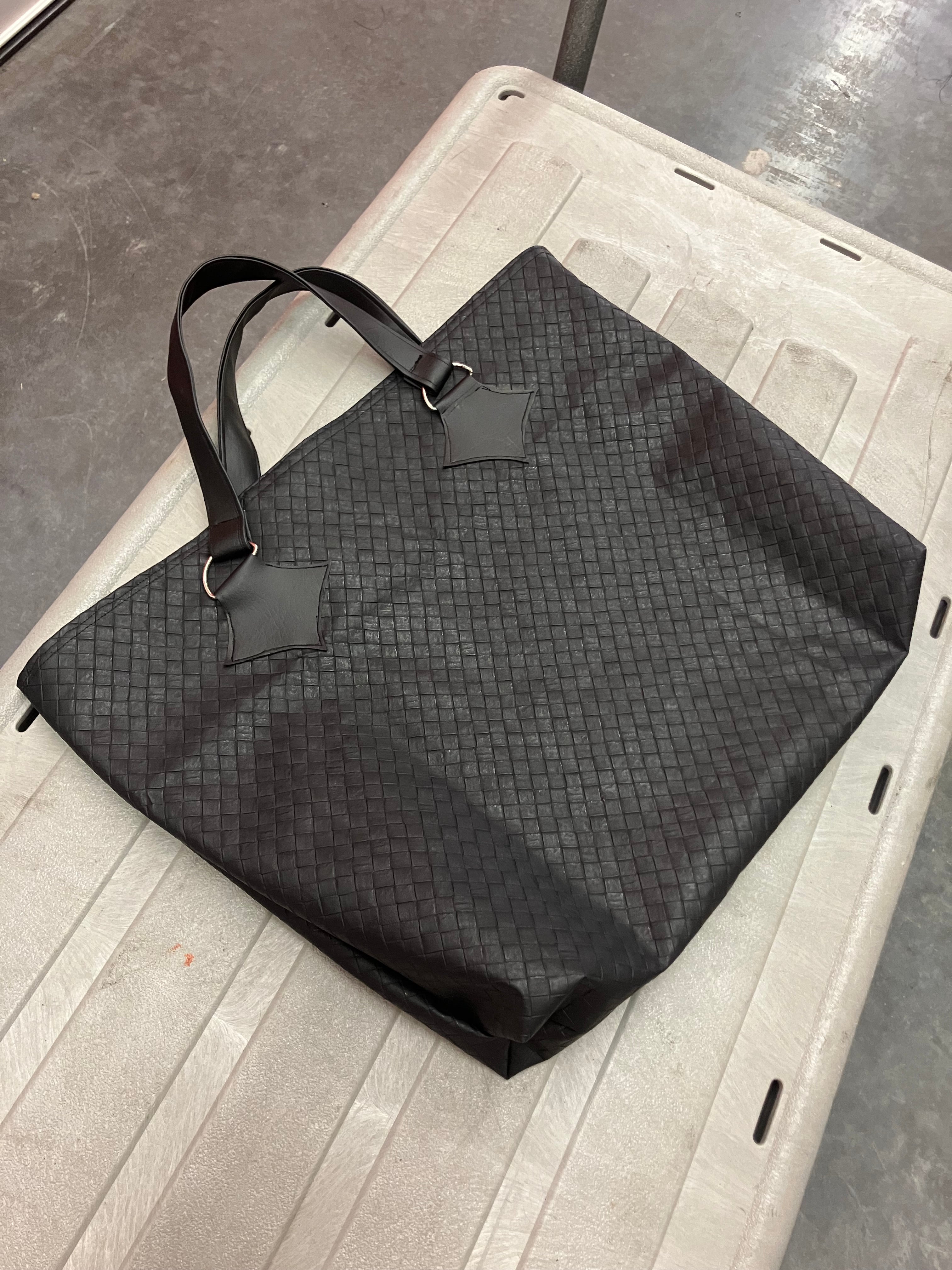 Black Braided Leather Tote