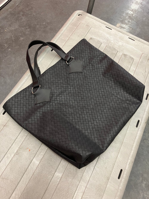 Black Braided Leather Tote