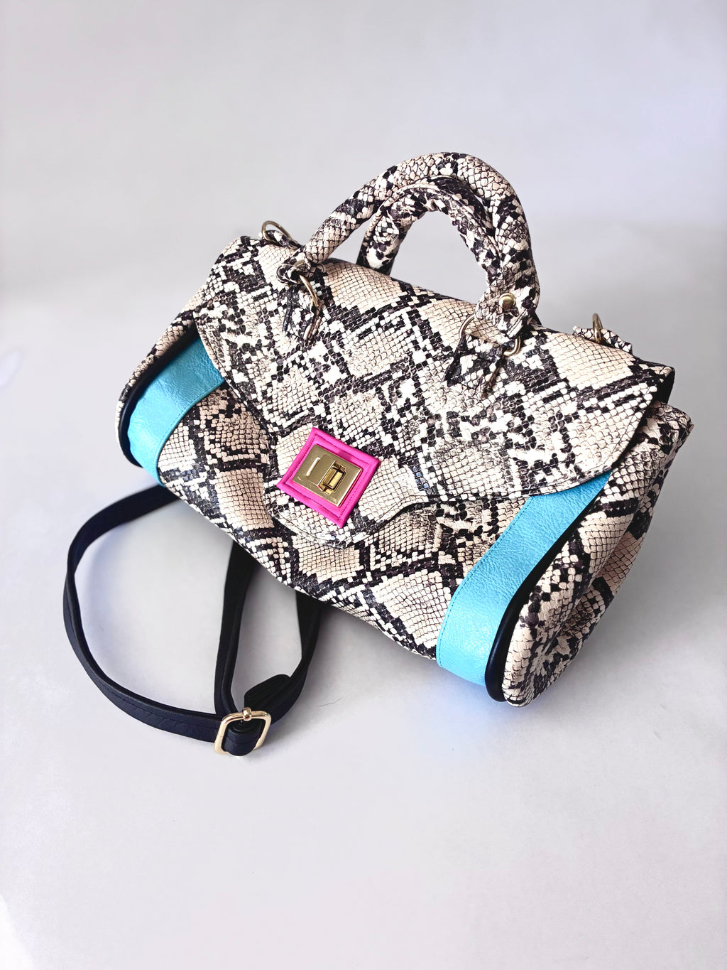 Multicolor Snakeskin Flap Purse
