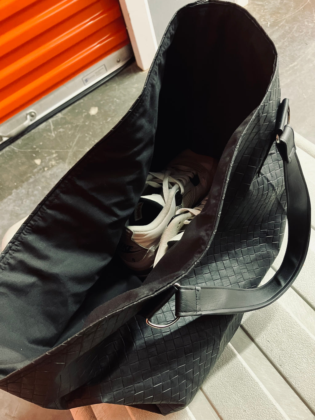 Black Braided Leather Tote