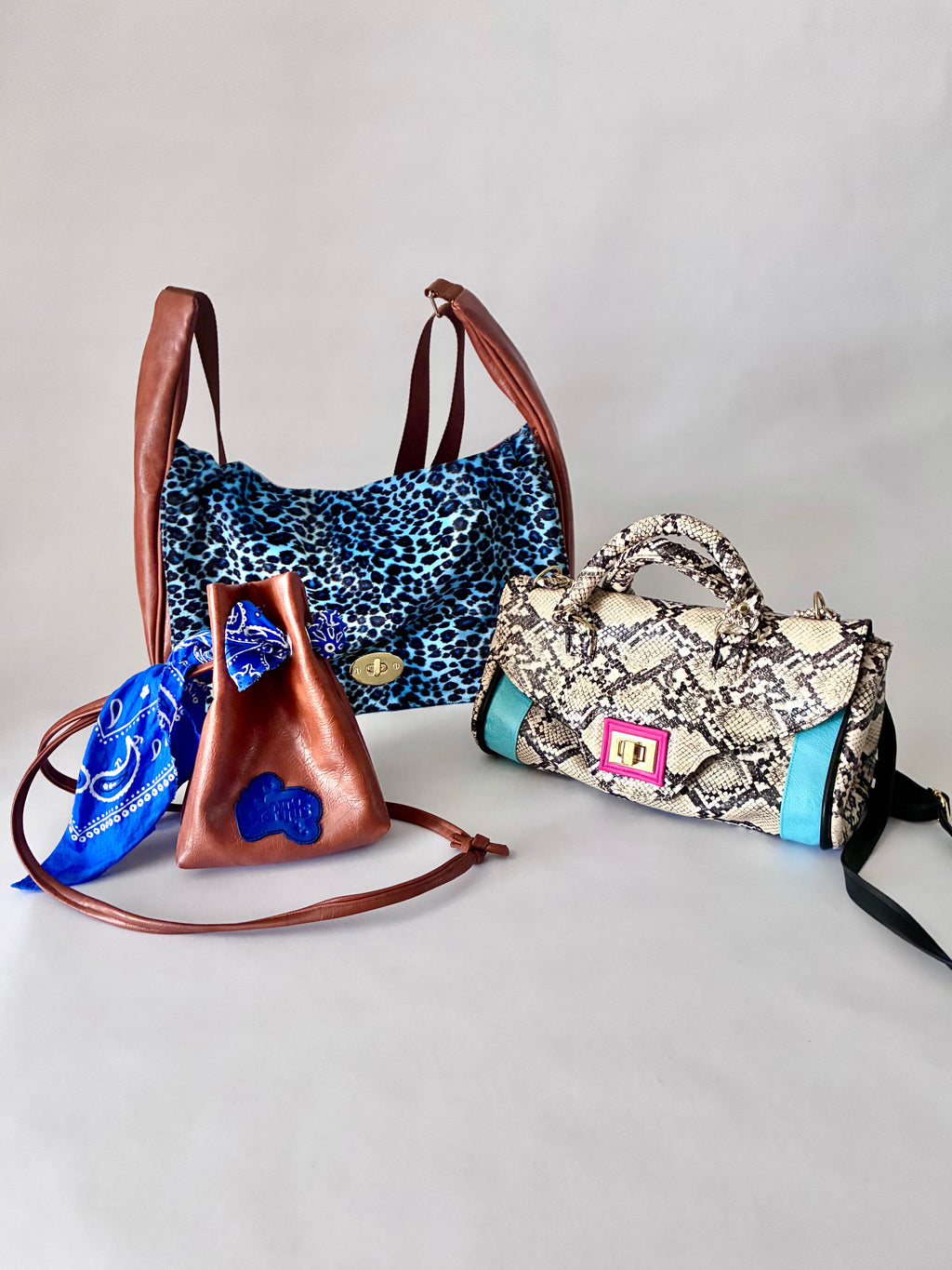 Multicolor Snakeskin Flap Purse