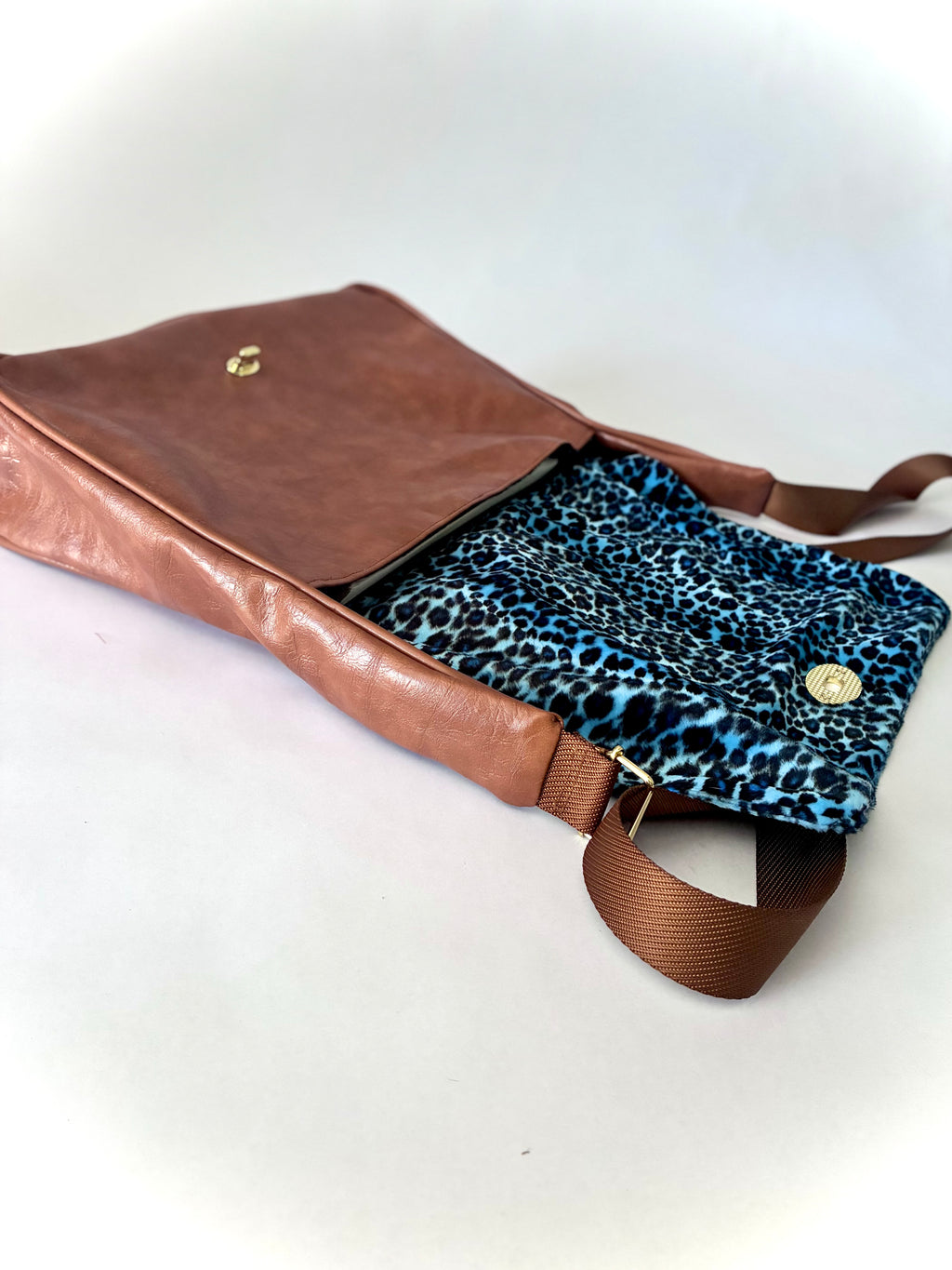 Blue Leopard Print Satchel