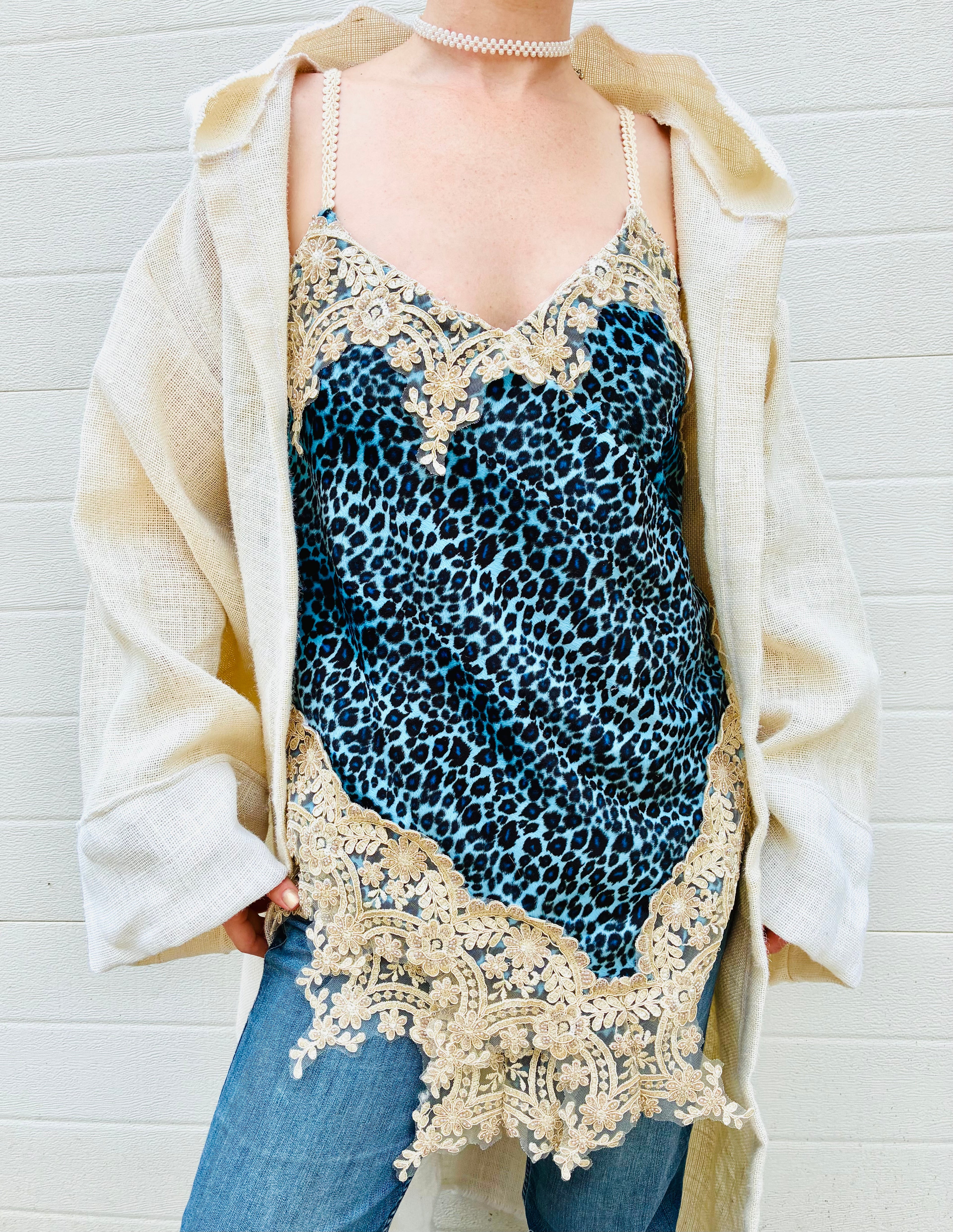 Blue Leopard Tank Top