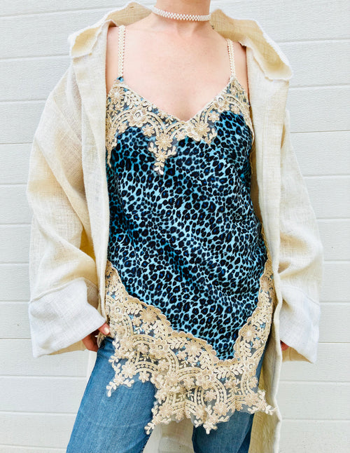Blue Leopard Tank Top