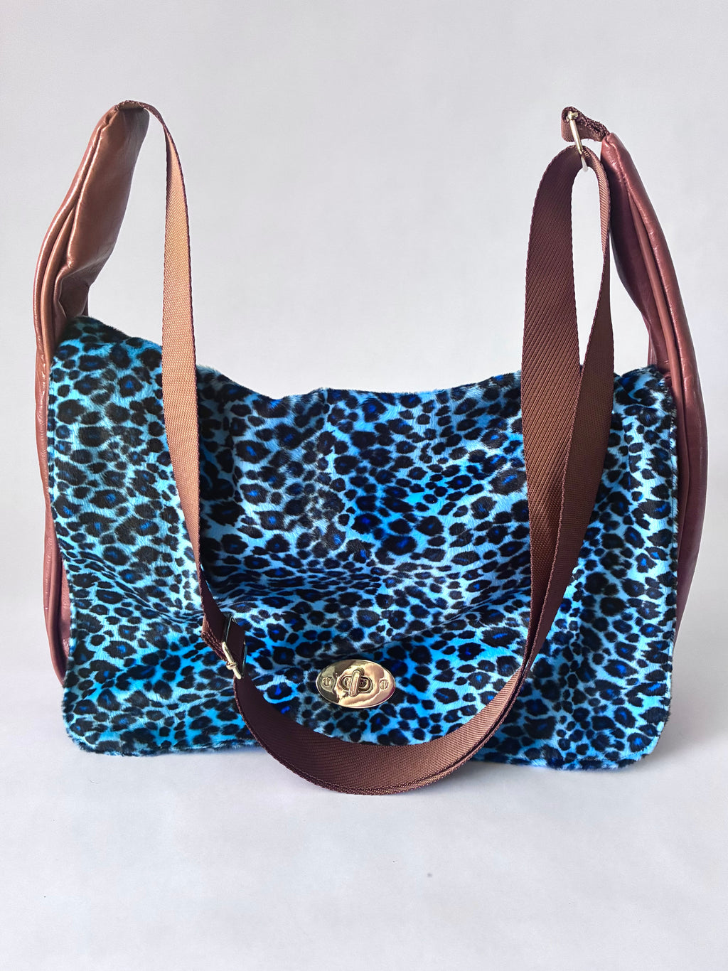 Blue Leopard Print Satchel