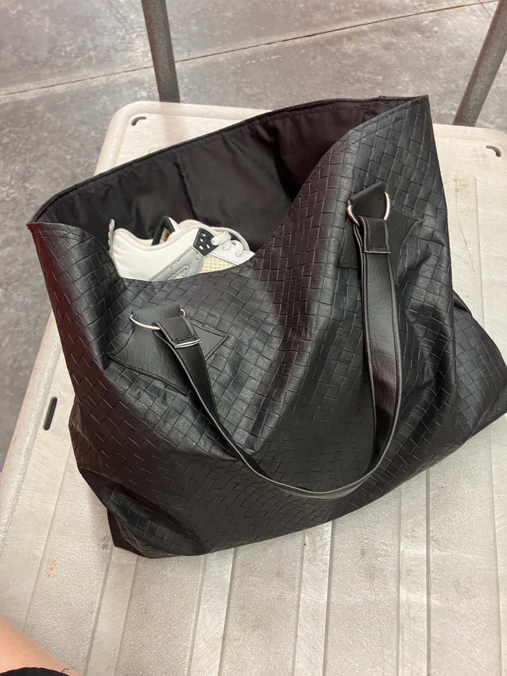 Black Braided Leather Tote