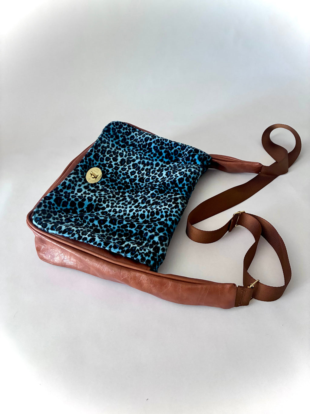 Blue Leopard Print Satchel