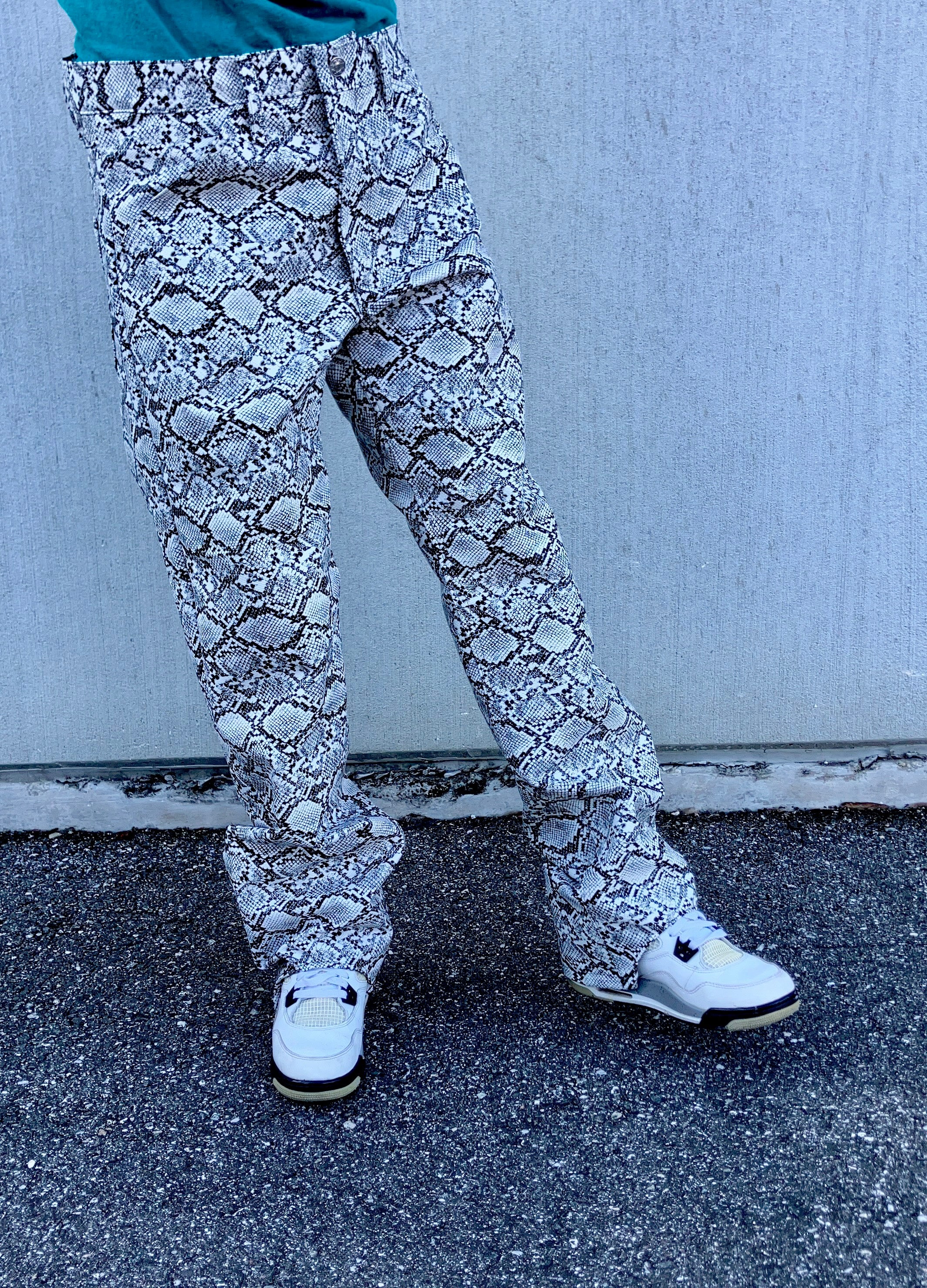 The Toe-Show Pants in Faux Snakeskin
