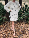 Cropped Fur Dress in Spotted White