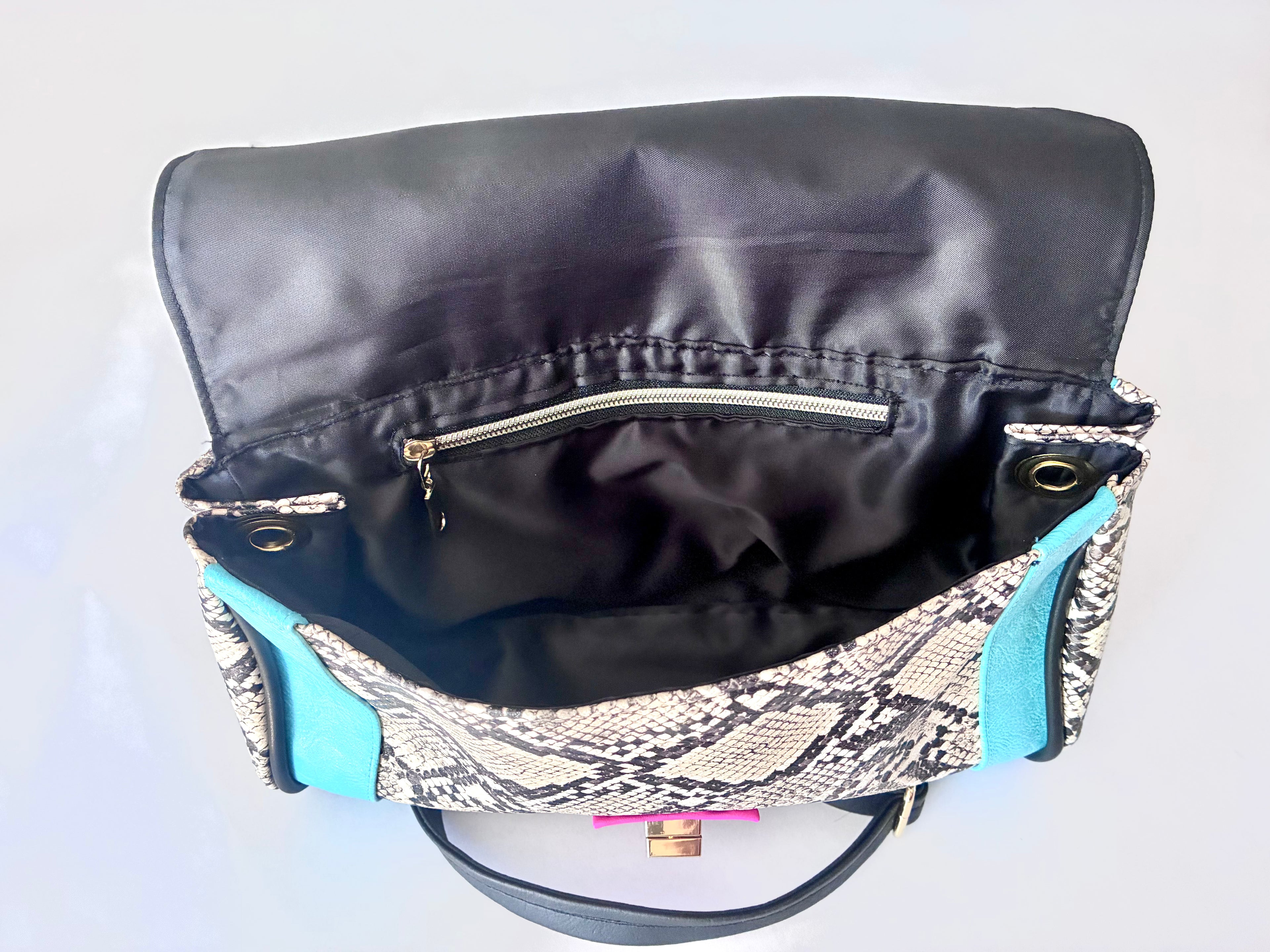 Multicolor Snakeskin Flap Purse